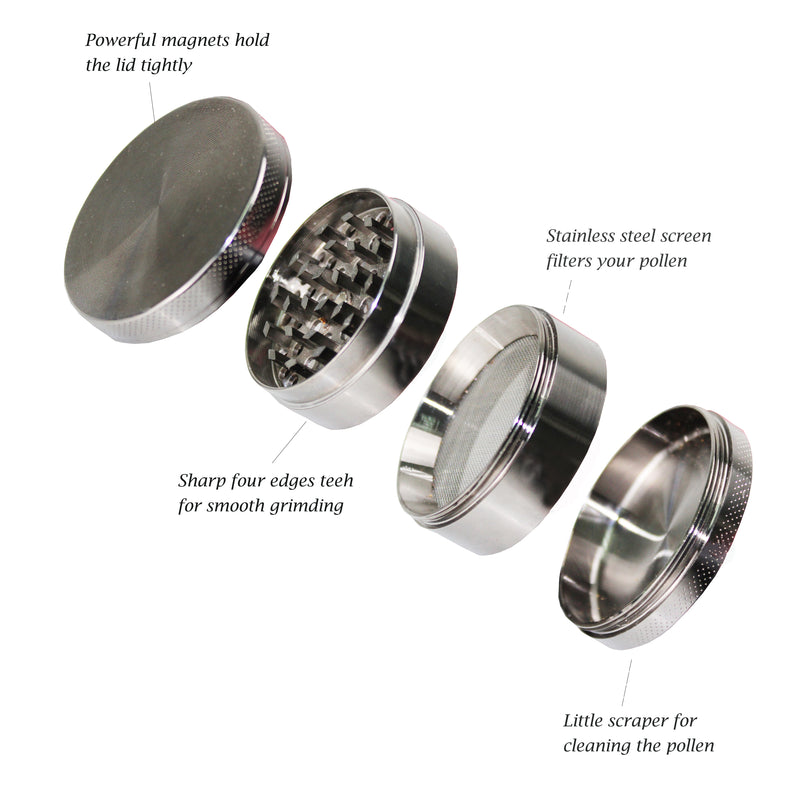 4 Piece 2" /5CM Spice Herb Grinder Zinc Alloy -Ancient Silver