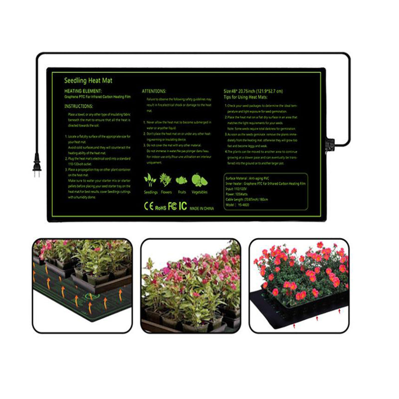 HYDROPONIC DEPOT 10 x 20.75 Inch Graphene Plant Heating Pad Durable Waterproof Seedling Heat Mat Warm Hydroponic Heating Pad