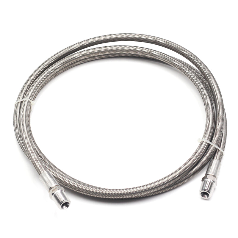 1/4" Male NPT Stainless Braided Hoses, w/ PTFE Liner, - 300PSI