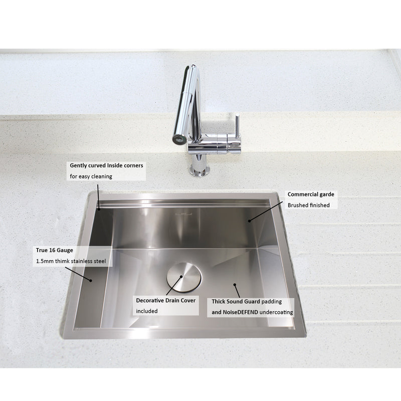 23X19X10IN Undermount 16 Gauge Tight Radius Stainless Steel Kitchen Sink