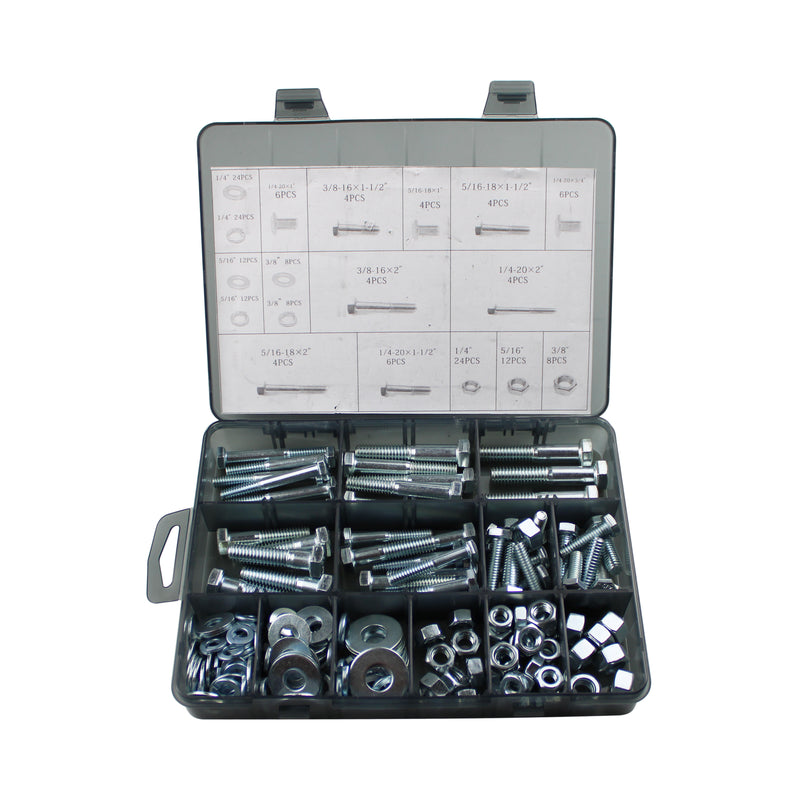 Heavy Duty Nut & Bolt Assortment Kit, 172 PCS Includes 9 Most Common Size