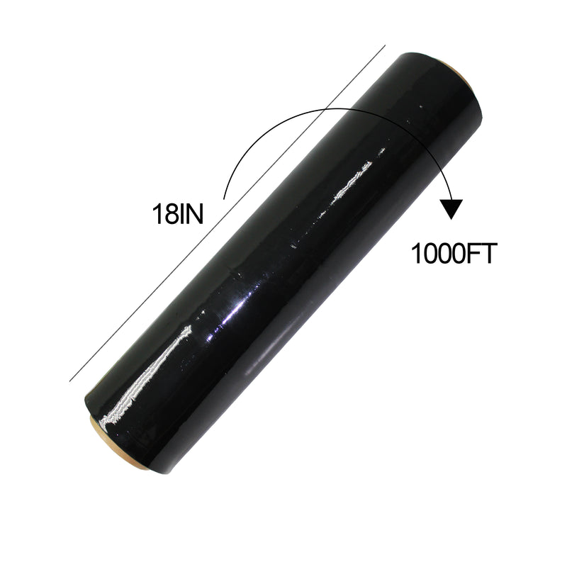 18IN x 1000 FT 4 Roll/Pack -87 Gauge 22 Microns Stretch Moving & Packing Wrap Industrial Strength Black Plastic Pallet Shrink Film Ideal for Furniture, Boxes, Pallets