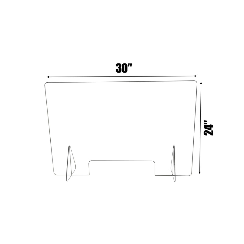 Sneeze Guard with Transaction Window, 30in x 24in Protective Freestanding Shield for Offices and Stores