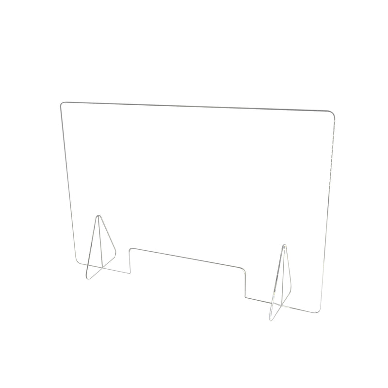 Sneeze Guard with Transaction Window, 30in x 24in Protective Freestanding Shield for Offices and Stores