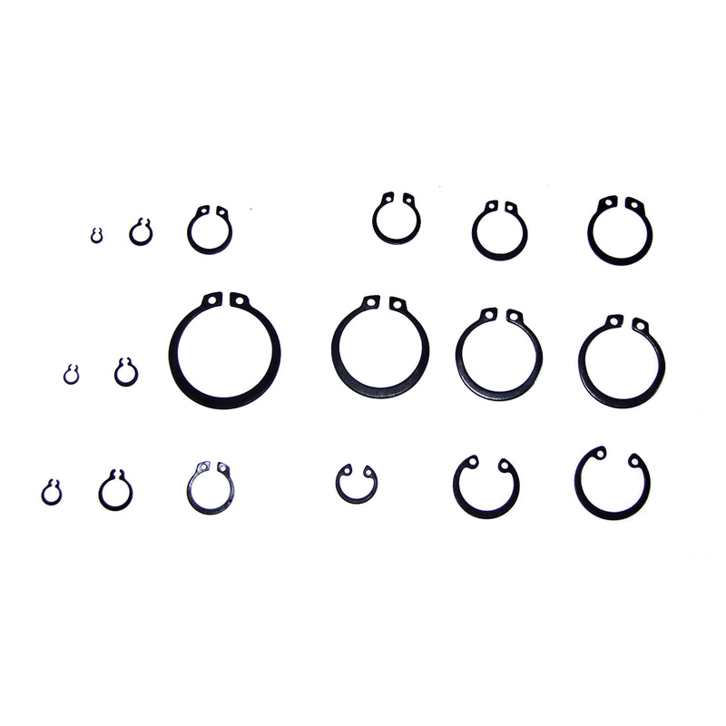 Snap Ring Assortment, 300 Count | 18 Sizes (1/8" - 1-1/4") | Hardened Steel