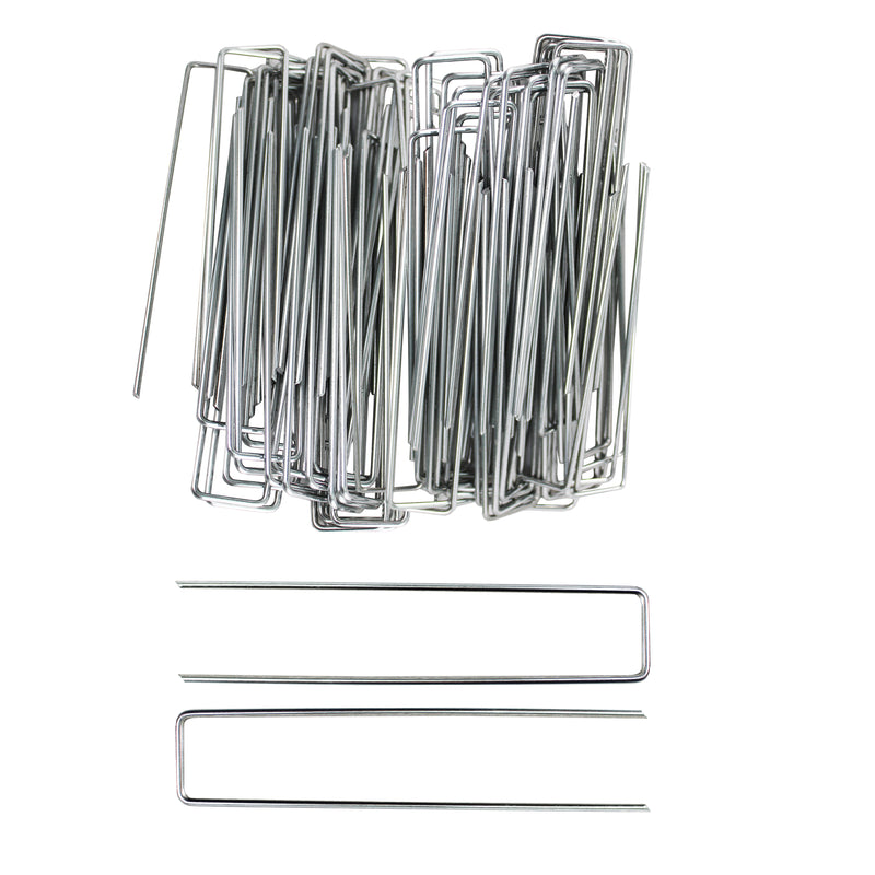 100PCS 6-Inch Garden Landscape Sod Staples - 11-Gauge Pins - Stakes for Weed Barrier Fabric, Ground Cover and Landscaping
