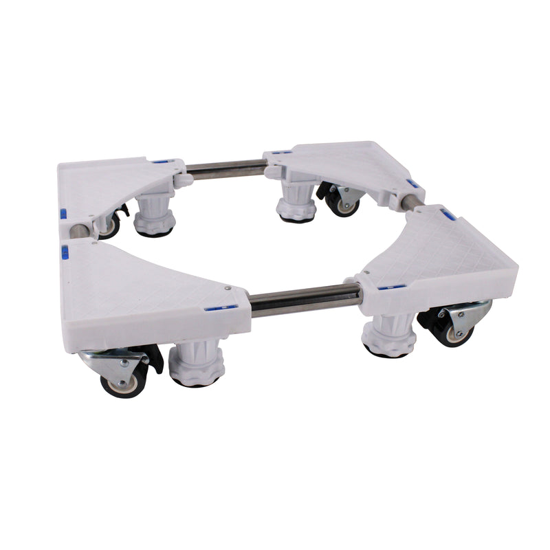 Multi-functional Movable Adjustable Base with 4×2 Locking Rubber Swivel Wheels and 4 Strong Feet Mobile Case Roller Dolly for Washing Machine, Dryer and Refrigerator