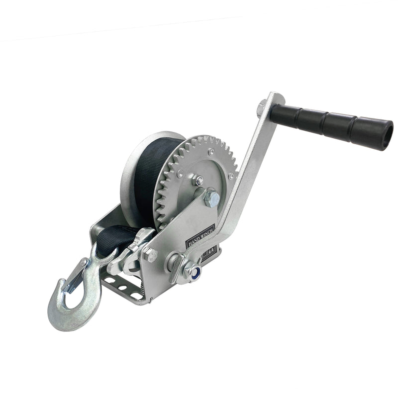 1200lbs Capacity Heavy Duty Hand Winch Nylon Strap Manual Portable Crank Winch