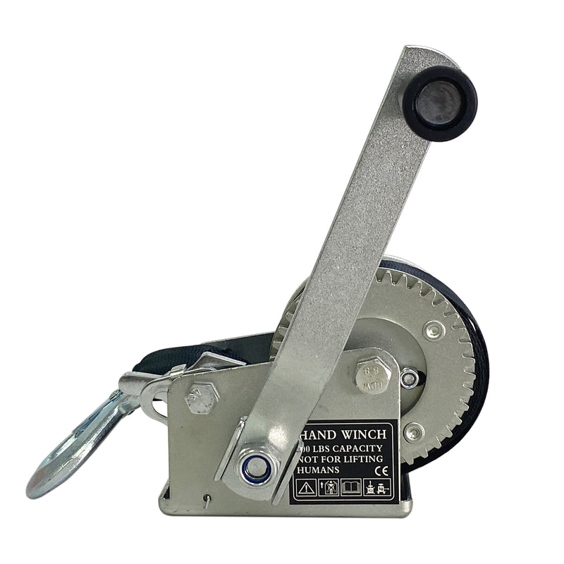 600lbs Capacity Heavy Duty Hand Winch,Nylon Strap Manual Portable Crank Winch