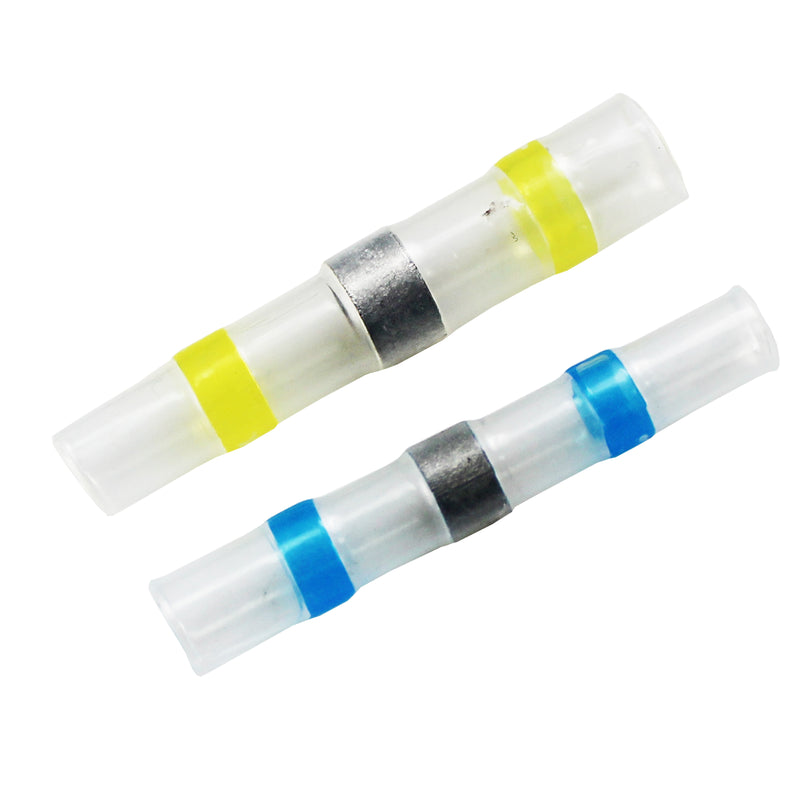100 PCS Solder Seal Wire Connectors Heat Shrink Butt Connectors Electrical Wire Terminals Marine Insulated Butt Splices