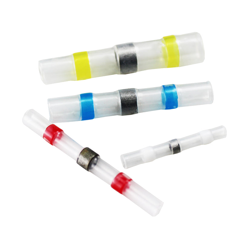 100 PCS Solder Seal Wire Connectors Heat Shrink Butt Connectors Electrical Wire Terminals Marine Insulated Butt Splices