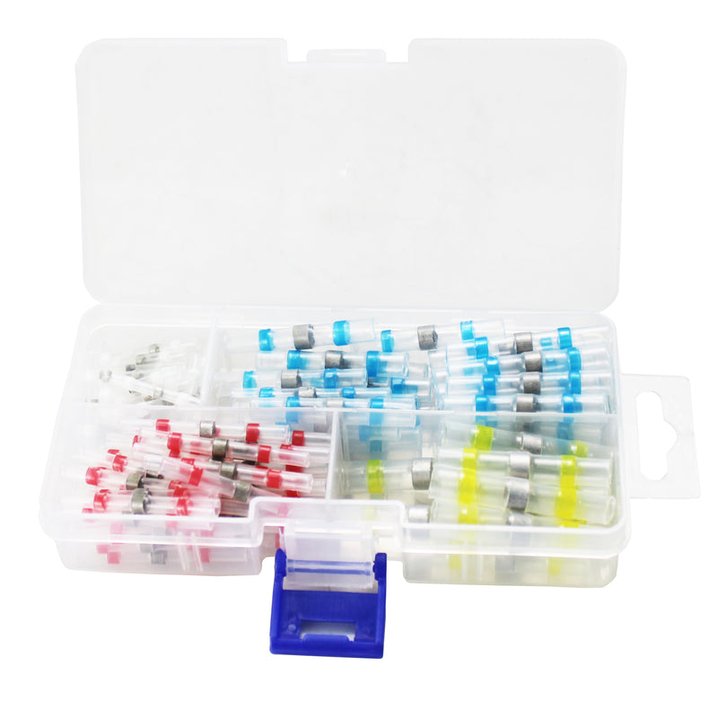 100 PCS Solder Seal Wire Connectors Heat Shrink Butt Connectors Electrical Wire Terminals Marine Insulated Butt Splices