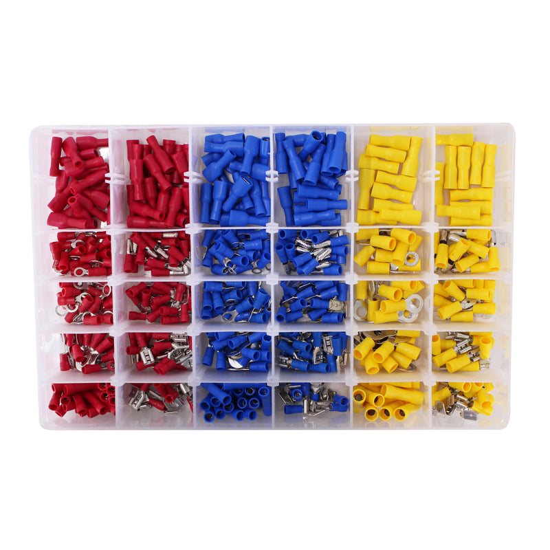480Pcs Assorted Crimp Terminals, Wire Connectors, Mixed Assorted Lug Kit, Spade Ring Set for Automotive, Electrical Wirings, LED Lighting, Home DIYer