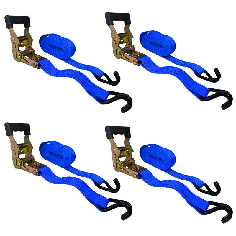 4PC 1-1/2"X 15ft Heavy Duty Ratchet Cargo Tie Down Straps 3000lbs J-Hooks