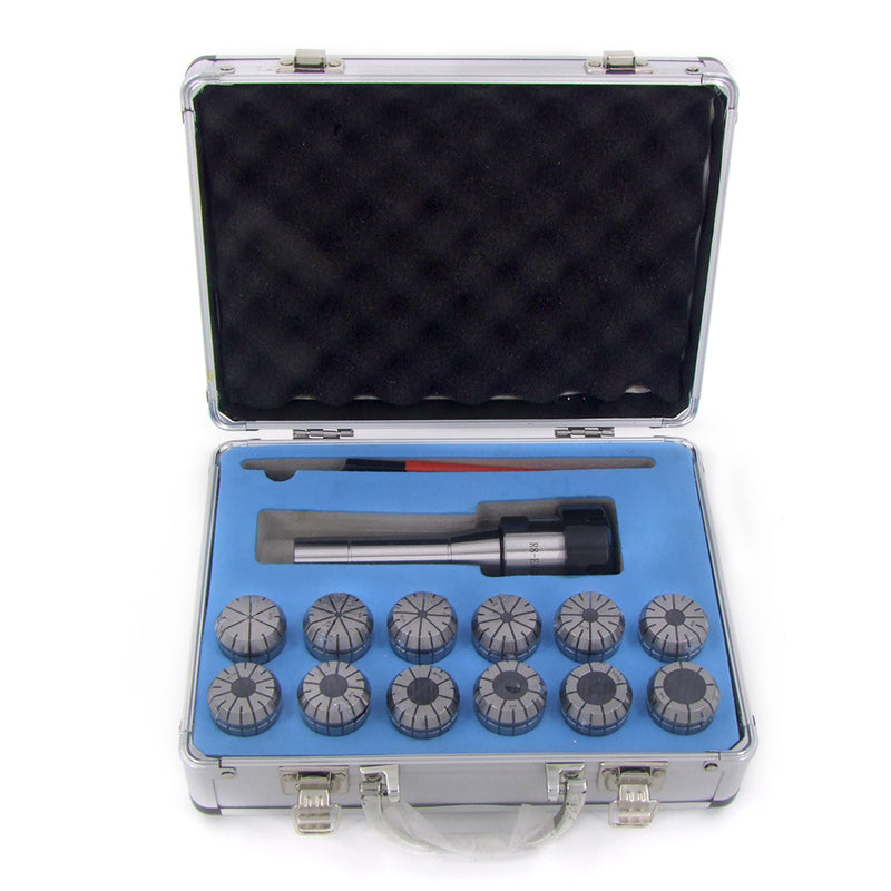 12 Pcs/Set ER32 Collet + R8 Bridgeport Shank + Wrench in Fitted Box