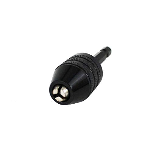 Keyless Aluminum Alloy Black Mini 3-Jaw Drill Chuck Screwdriver Adapter